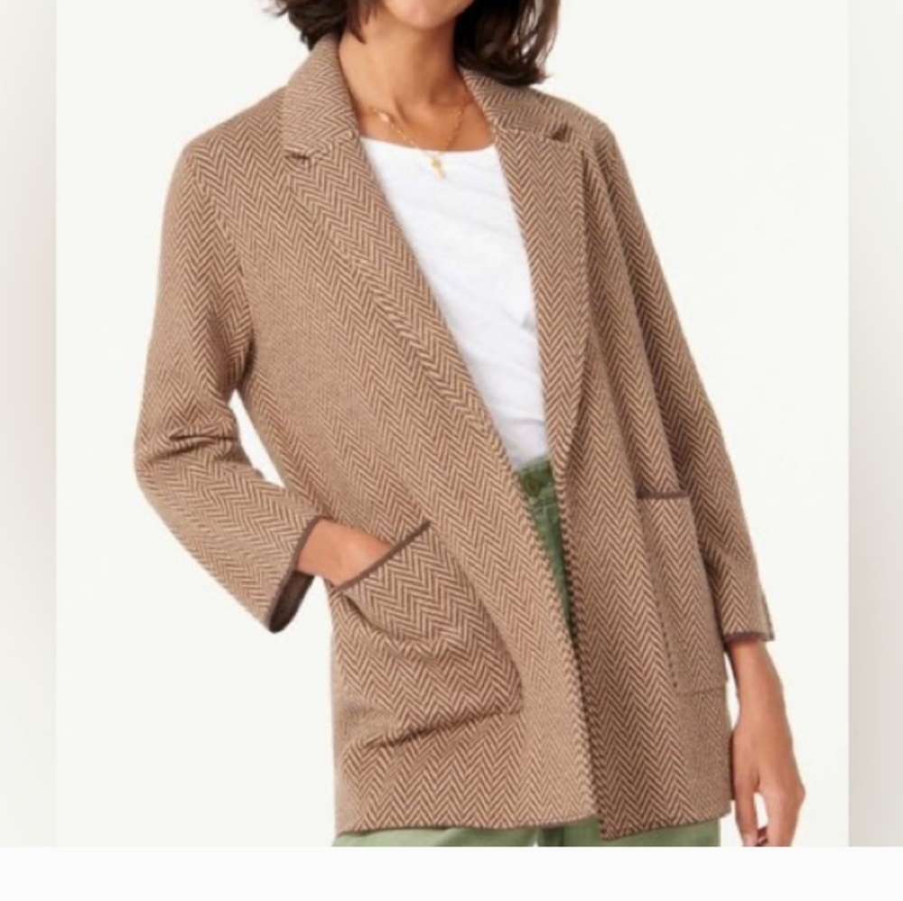 NWT. J. Crew Sophie open front chevron sweater sz. Small Wool Blend